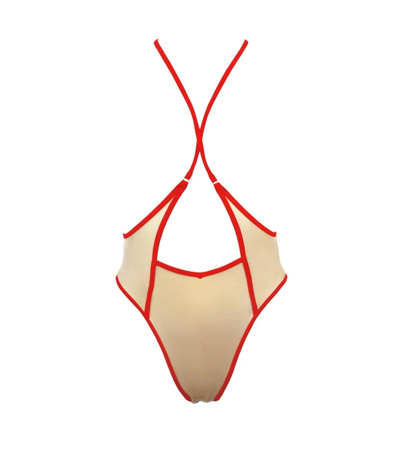 Hamade Activewear High Waisted Sling Bottoms - Sand/Red 10 Hamade Activewear High Waisted Sling Bottoms - Sand/Red - Image 10