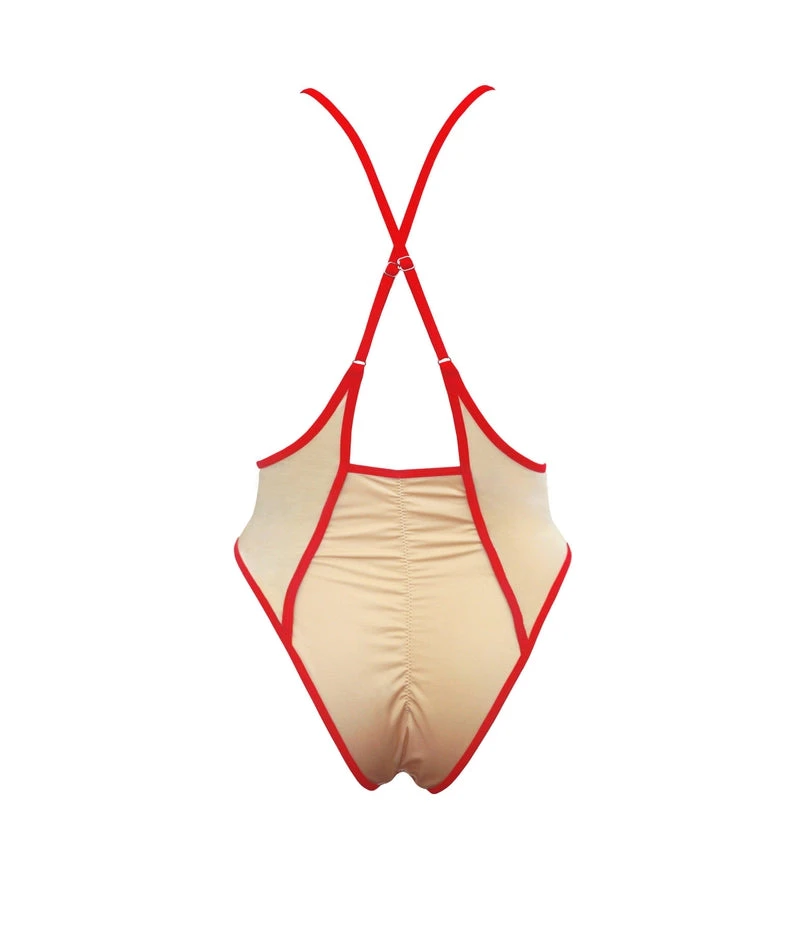 Hamade Activewear High Waisted Sling Bottoms - Sand/Red 11 Hamade Activewear High Waisted Sling Bottoms - Sand/Red - Image 11