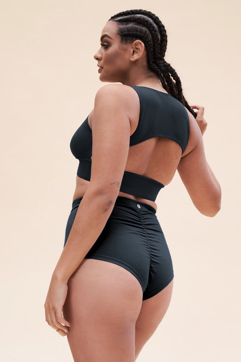 Lunalae Courtney V Neck Top - Recycled Black 2 Lunalae Courtney V Neck Top - Recycled Black - Image 2