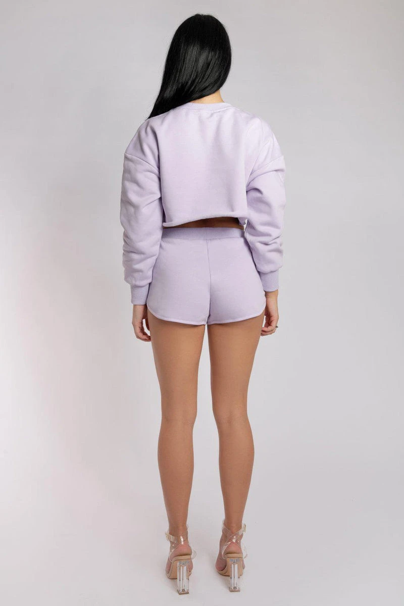 CXIX Oversized Cropped Jumper - Lilac 2 CXIX Oversized Cropped Jumper - Lilac - Image 2
