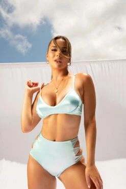 CXIX Aphrodite Bralette - Baby Blue Satin -Pole Dance Clothing Shop 20 12 10Creatures 111