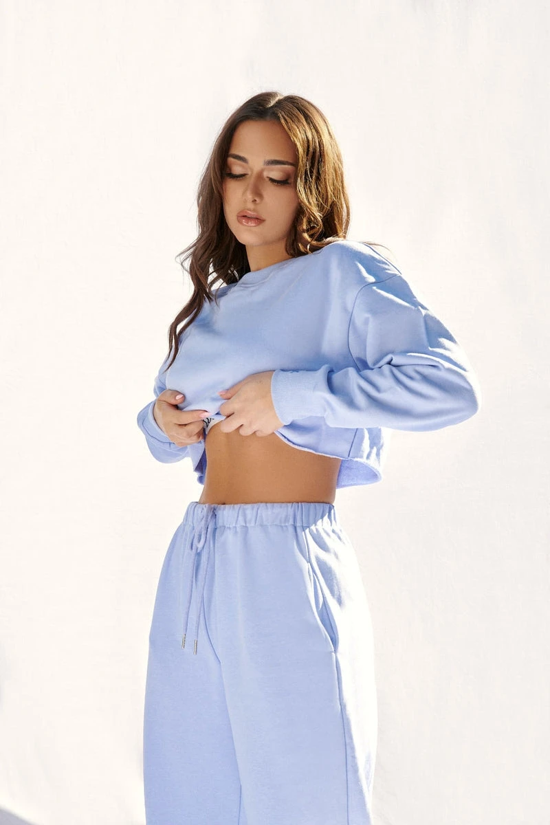CXIX Oversized Cropped Jumper - Powder Blue 5 CXIX Oversized Cropped Jumper - Powder Blue - Image 5