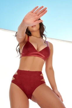 CXIX Aphrodite High Waist Bottoms - Maroon Suede 13 CXIX Aphrodite High Waist Bottoms - Maroon Suede -Pole Dance Clothing Shop 21 06 25CreaturesofXIX edit 74