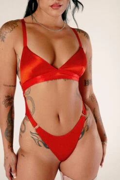 CXIX Aphrodite Bodysuit - Red Satin -Pole Dance Clothing Shop 22 12 15CXIX 27