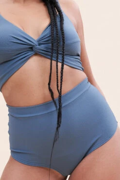 Lunalae High Waist Shorts - Ribbed Steel Blue 8 Lunalae High Waist Shorts - Ribbed Steel Blue -Pole Dance Clothing Shop 221011 LunaLae 06 0258 1