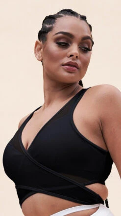 Lunalae Fiona Crossover Wrap Top - Black Mesh -Pole Dance Clothing Shop 221011 LunaLae 25 1068 1