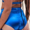 Lunalae Lure You High Waisted Garter Shorts - Satin Electric Blue