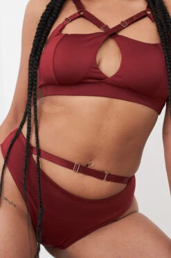 Lunalae Hannah Low Waist Bottoms - Recycled Burgundy -Pole Dance Clothing Shop 221011 LunaLae 49 1976 1