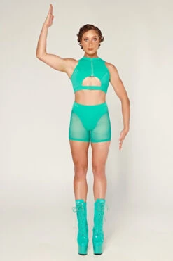 CXIX Dollhaus Mesh Biker Shorts - Aqua -Pole Dance Clothing Shop 23 01 03CXIX 12121 1