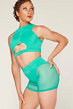 CXIX Dollhaus Mesh Biker Shorts - Aqua -Pole Dance Clothing Shop 23 01 03CXIX 12201