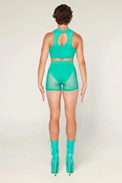 CXIX Dollhaus Mesh Biker Shorts - Aqua -Pole Dance Clothing Shop 23 01 03CXIX 12211 1