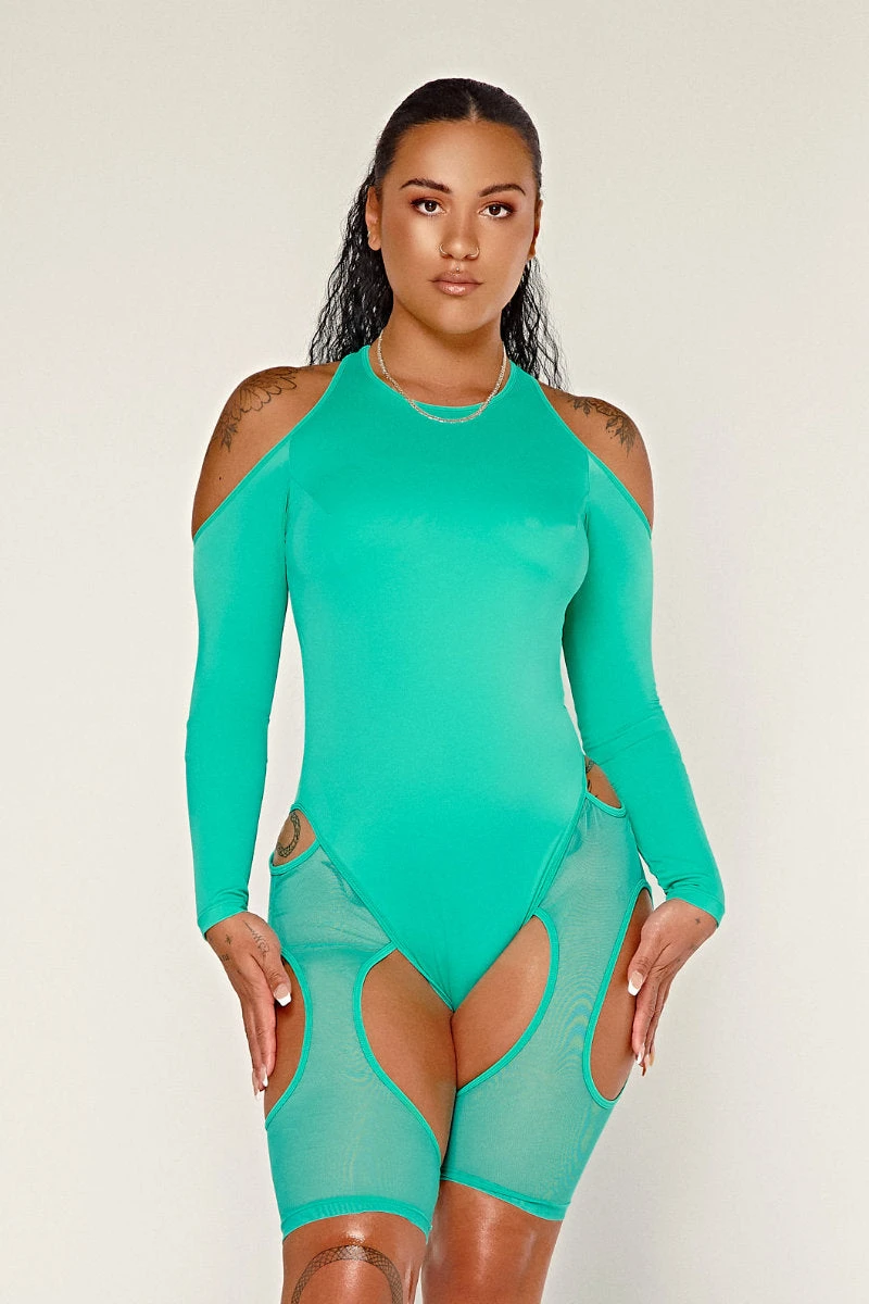 CXIX Dollhaus Mesh Bodysuit - Aqua 2 CXIX Dollhaus Mesh Bodysuit - Aqua - Image 2