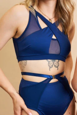 Lunalae Katherine Cross Over Top - Recycled Navy -Pole Dance Clothing Shop 230329 LUNALAE 28 1064