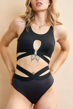 Lunalae Tara Low Waisted Bottoms - Recycled Black -Pole Dance Clothing Shop 230329 LUNALAE 36 1318