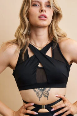 Lunalae Katherine Cross Over Top - Recycled Black -Pole Dance Clothing Shop 230329 LUNALAE 38 1415 1