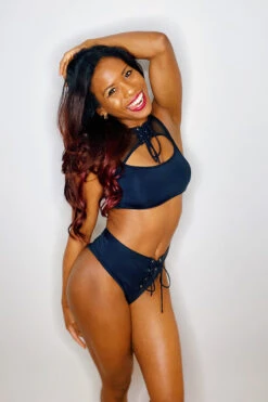 Hamade Activewear Lace Up High Cut Bottoms - Black -Pole Dance Clothing Shop 756A91F2 D0BB 4950 8365 F9F3A2244EC7