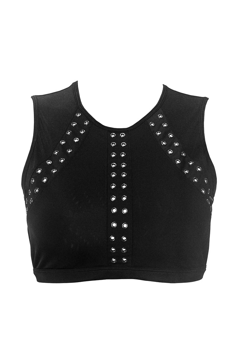 Hamade Activewear Eyelet High Neck Top - Black 4 Hamade Activewear Eyelet High Neck Top - Black - Image 4