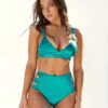 CXIX Aphrodite High Waist Bottoms - Turquoise Satin