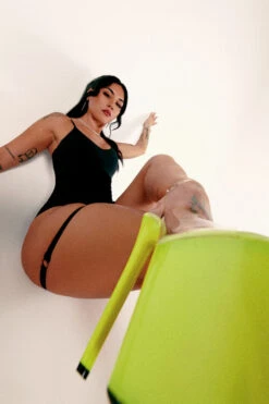 CXIX Baddies Garter Bodysuit - Onyx -Pole Dance Clothing Shop BaddiesGarterBodysuitBlackWideAngle1