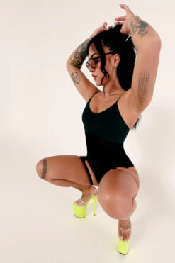 CXIX Baddies Garter Bodysuit - Onyx -Pole Dance Clothing Shop BaddiesGarterBodysuitBlackWideAngle3 1