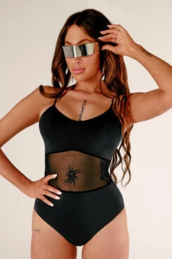 CXIX Baddies Bodysuit - Onyx -Pole Dance Clothing Shop BaddiesMeshBodysuitBlackStyled