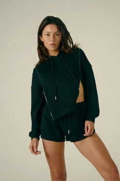 CXIX Droptop Zip Hoodie- Black -Pole Dance Clothing Shop Black Zip Jumper Baddies Loungewear Creatures of XIX 1