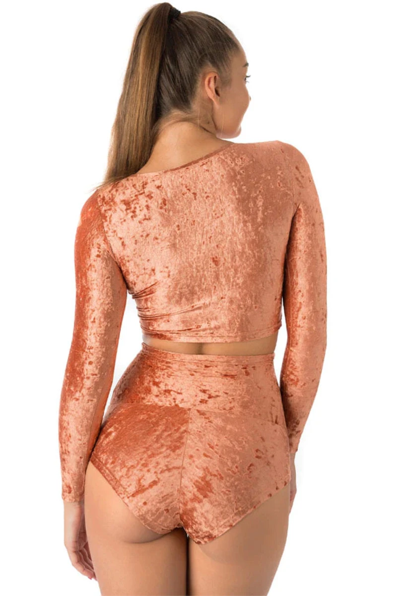 Dragonfly Betty High-Waisted Shorts - Velvet Bronze 2 Dragonfly Betty High-Waisted Shorts - Velvet Bronze - Image 2