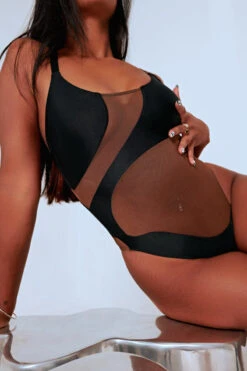 CXIX Silhouette One-Piece Bodysuit - Black With Cocoa Mesh 12 CXIX Silhouette One-Piece Bodysuit - Black With Cocoa Mesh -Pole Dance Clothing Shop Cocoa CXIX Shilouette Mesh bodysuit dance pole fashion