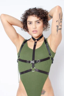 Rolling Jane Bodysuit - Military Green -Pole Dance Clothing Shop Copiade MG 6926