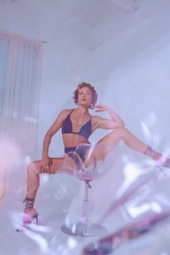 CXIX Silhouette Plunge Bralette - Black With Cream -Pole Dance Clothing Shop CopyofSand CXIX Silhouette Mesh bralette biker shorts dance polewear