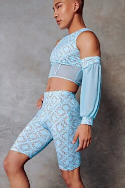 CXIX 119 Biker Shorts - Blue Print 11 CXIX 119 Biker Shorts - Blue Print -Pole Dance Clothing Shop Corset top blue dancewear monogram fashion ac1de313 a82f 465b b087 f51fec6631c7