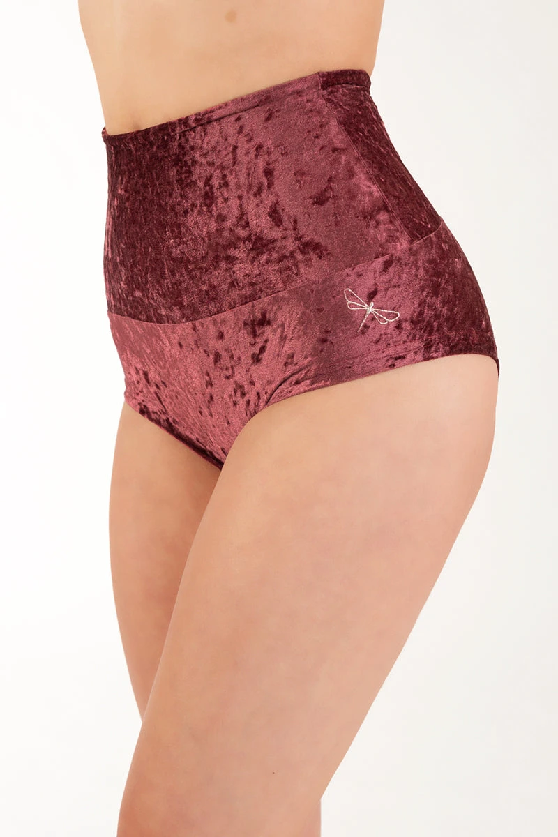 Dragonfly Betty High-Waisted Shorts - Velvet Amaranth 1 Dragonfly Betty High-Waisted Shorts - Velvet Amaranth