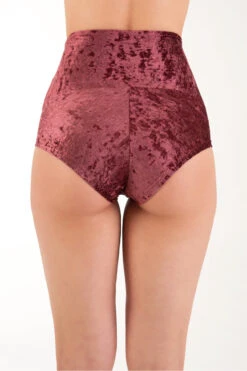 Dragonfly Betty High-Waisted Shorts - Velvet Amaranth 5 Dragonfly Betty High-Waisted Shorts - Velvet Amaranth -Pole Dance Clothing Shop DF Velvet Betty shorts amaranth3 1