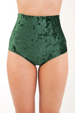 Dragonfly Betty High-Waisted Shorts - Velvet Emerald -Pole Dance Clothing Shop DF Velvet Betty shorts emerald
