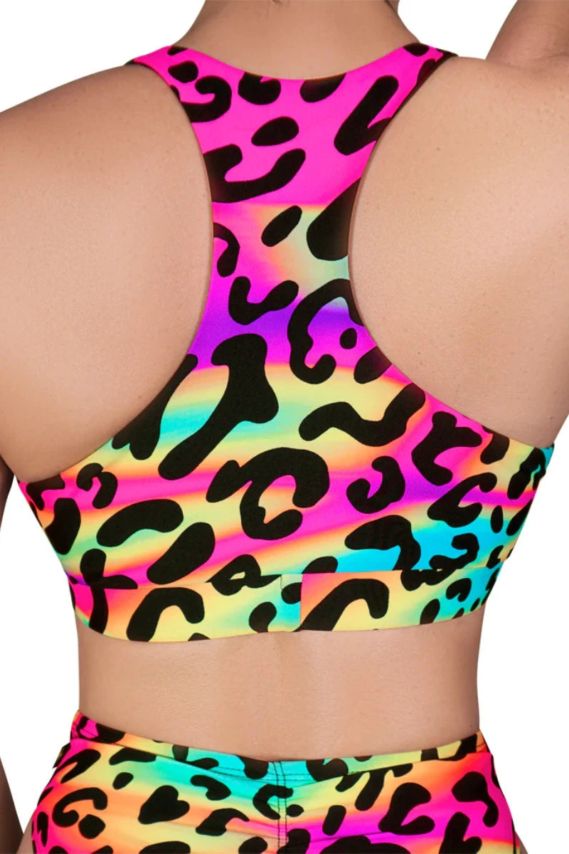 Cleo The Hurricane Twist Sports Bra - Neon Leopard 2 Cleo The Hurricane Twist Sports Bra - Neon Leopard - Image 2