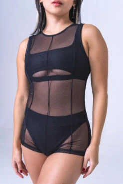 Sorte Inner Voice Bodysuit - Black -Pole Dance Clothing Shop DSC7915