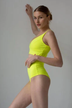 Pole Addict Scrunch Butt Basic High Waist Shorts - Neon Yellow -Pole Dance Clothing Shop DSC 4277