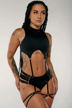 CXIX Dopamine Feelin High Bottoms - Black -Pole Dance Clothing Shop Dopamine feeling high bottoms black garter top cxix9