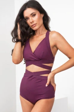 Lunalae Fallon Top - Recycled Mulberry -Pole Dance Clothing Shop FallonTopRecycled12