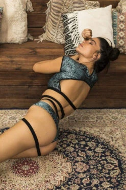 Paradise Chick Frankie Wrap Top - Petrol -Pole Dance Clothing Shop Garter Short Petrol 05