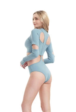 Hamade Activewear Scoop Neck Long Sleeve Top - Light Blue -Pole Dance Clothing Shop HM 08