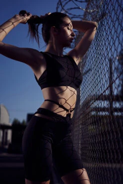 Hamade Activewear O-Ring Cycling Shorts - Black -Pole Dance Clothing Shop HighNeckMeshStripeTop5 1