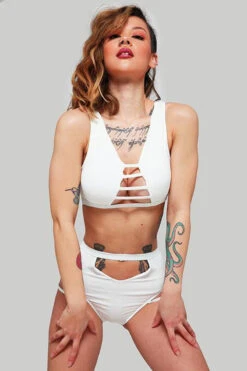 CXIX The Valley Bottoms - Ribbed White -Pole Dance Clothing Shop IMG 3314 LOW