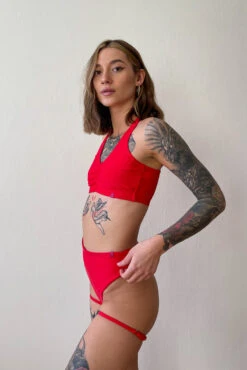 Pole Addict Bliss Adjustable Garter Shorts - Red -Pole Dance Clothing Shop IMG 3966