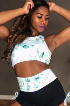 The Enviro Co. High Neck Crop Top - Daintree Day -Pole Dance Clothing Shop IMG 5061