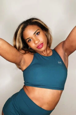 The Enviro Co. High Neck Crop Top - Blue Teal 9 The Enviro Co. High Neck Crop Top - Blue Teal -Pole Dance Clothing Shop IMG 6681