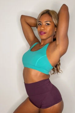 The Enviro Co. High Waist Shorts - Plum -Pole Dance Clothing Shop IMG 8314