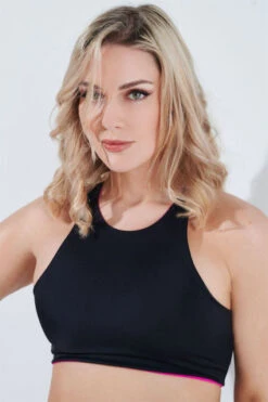 RAD Lover Reversible Top - Hot Pink/Black -Pole Dance Clothing Shop KOS 3486