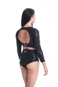 Paradise Chick Superhero Series Ultra Grip Crop Top - Black Leopard -Pole Dance Clothing Shop MG 1713 copy