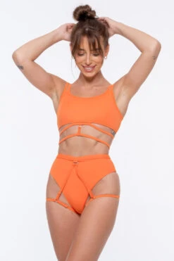 Nona Perkasa Moonflower Bottoms - Salmon -Pole Dance Clothing Shop MoonflowerSalmon04 1